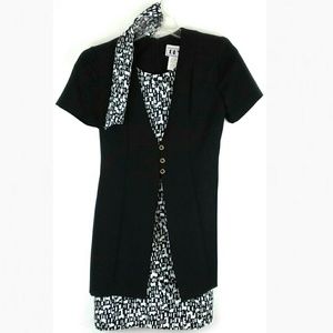 DBY Ltd. Dress and Scarf Size 3/4 Black and White